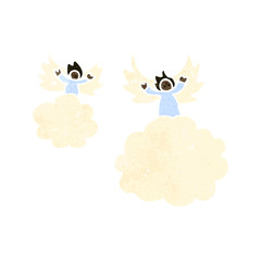 retro cartoon angels on cloud
