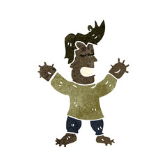 retro cartoon man with swollen hands and feet