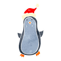 retro cartoon christmas penguin