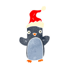 retro cartoon christmas penguin