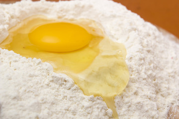 Chicken egg in the flour