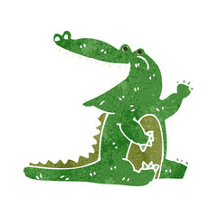 retro cartoon happy crocodile