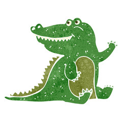 Obraz premium retro cartoon happy crocodile