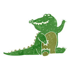 retro cartoon happy crocodile