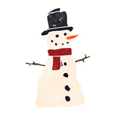retro cartoon snowman