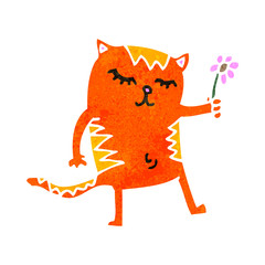 retro cartoon funny ginger cat