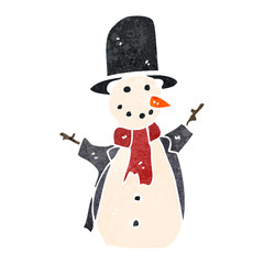 retro cartoon snowman