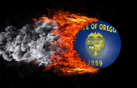 Flag with a trail of fire and smoke - Oregon