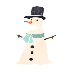 retro cartoon snowman
