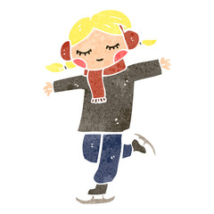 retro cartoon ice skating blond girl