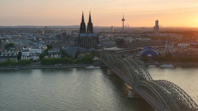 Cologne Cathedral and Hohenzollern Bridge. Cologne, Germany