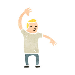 retro cartoon man raising hand