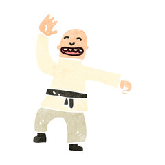 retro cartoon karate man