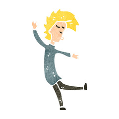 retro cartoon blond man dancing