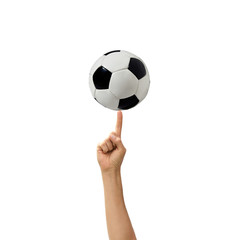 soccerball in a hand the isolated