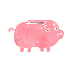 retro cartoon piggy bank