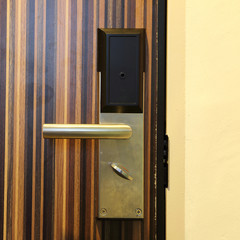 metallic knob on door horizontal
