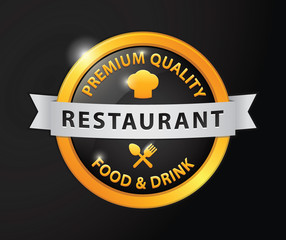 Premium quality food and drink golden badge