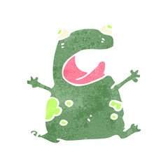 retro cartoon stressed out frog