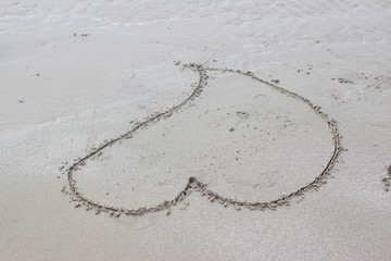 Drawing a heart in the sand
