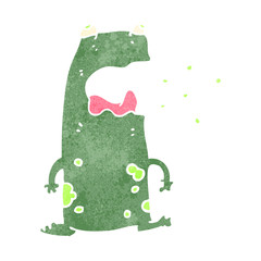 retro cartoon burping frog