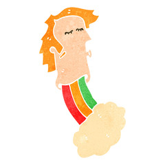 retro cartoon head in cloud
