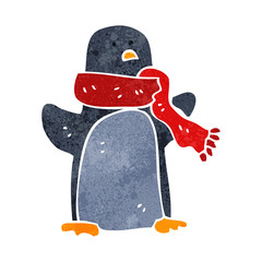 retro cartoon christmas penguin