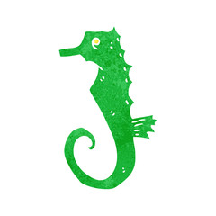 retro cartoon sea horse