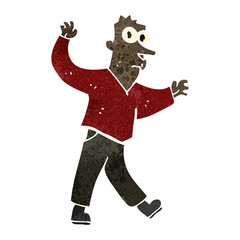 retro cartoon frightened man