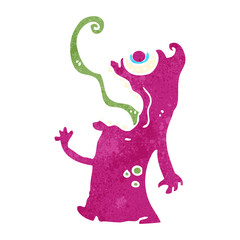 retro cartoon crazy monster