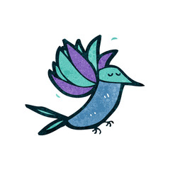 retro cartoon hummingbird