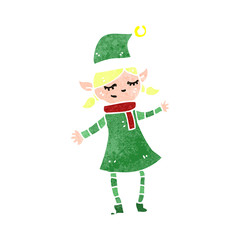 retro cartoon christmas elf