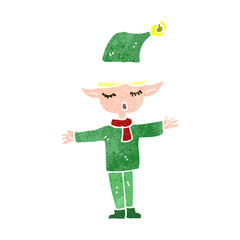 retro cartoon christmas elf