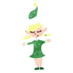 retro cartoon christmas elf