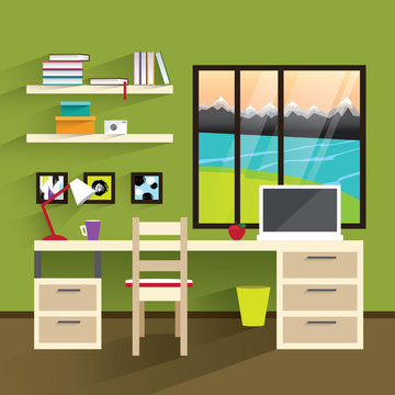 Home workplace flat vector design