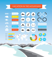 Fototapeta na wymiar Vacation in the mountains infographics