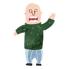 retro cartoon worried man