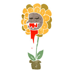 retro cartoon flower monster