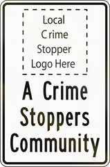 Guide road sign in Canada - Crime Stoppers Community. This sign is used in Ontario