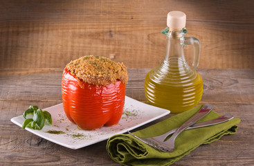 Stuffed bell pepper.