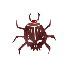 retro cartoon skull beetle