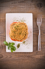 Stuffed bell pepper.