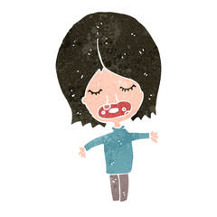 retro cartoon woman considering
