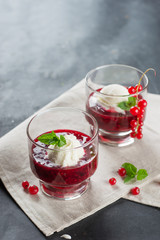 Berry sauce with ice cream