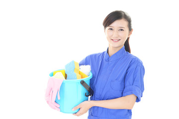 笑顔の女性作業員