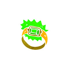 retro cartoon emerald ring