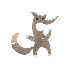 retro cartoon laughing wolf