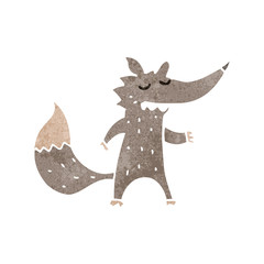retro cartoon little wolf