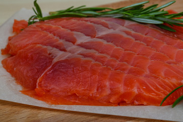 Sliced salmon