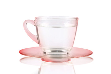Coffee cup with water on white background, concept of nutrition